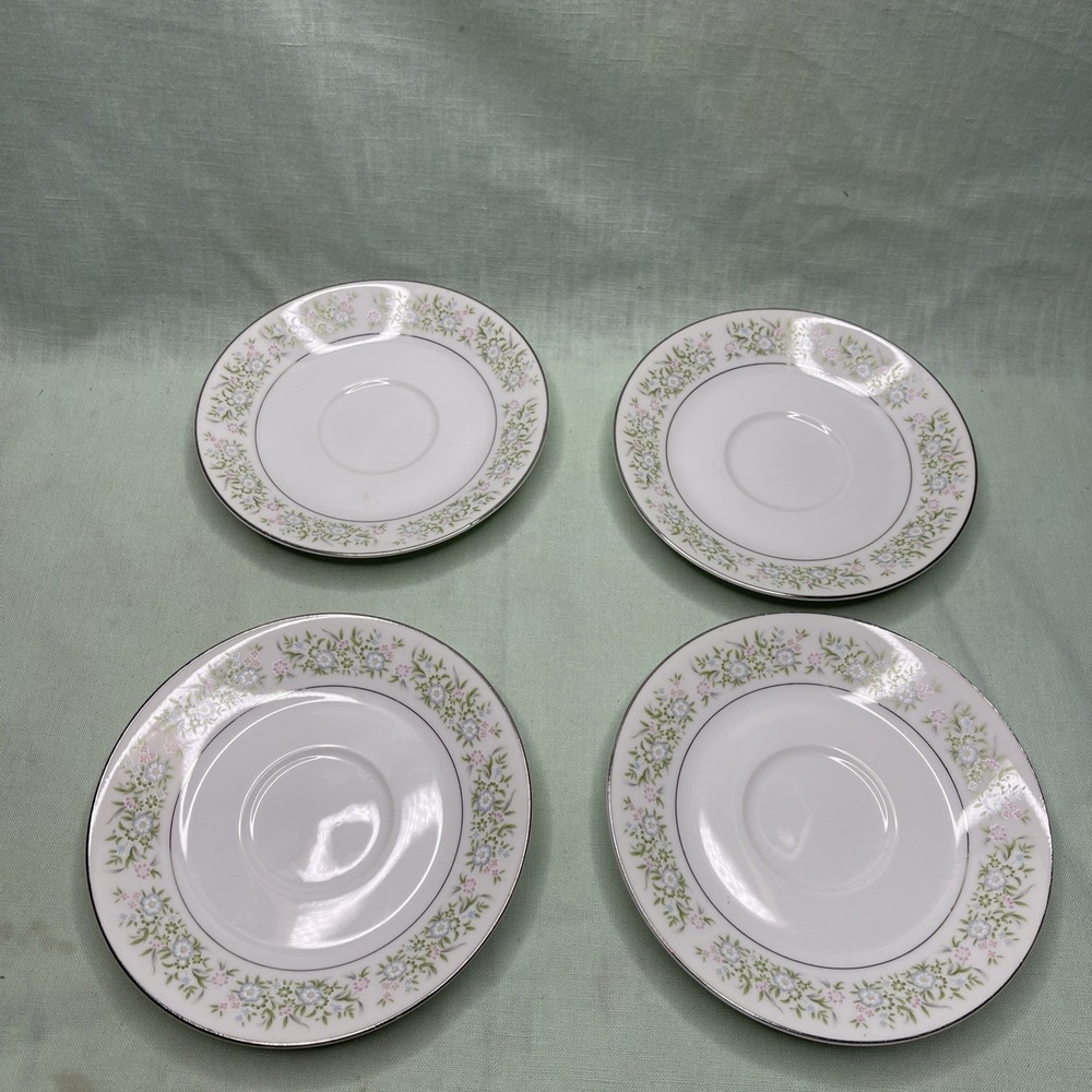 Taihei China Japan 6" Saucers Set of 4 Floral Pattern Replacement Plates